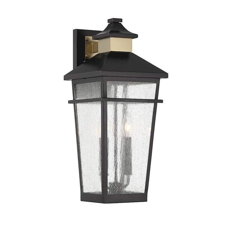 Savoy House Kingsley 2Lt Outdoor Wall Lantern, Black/Brass