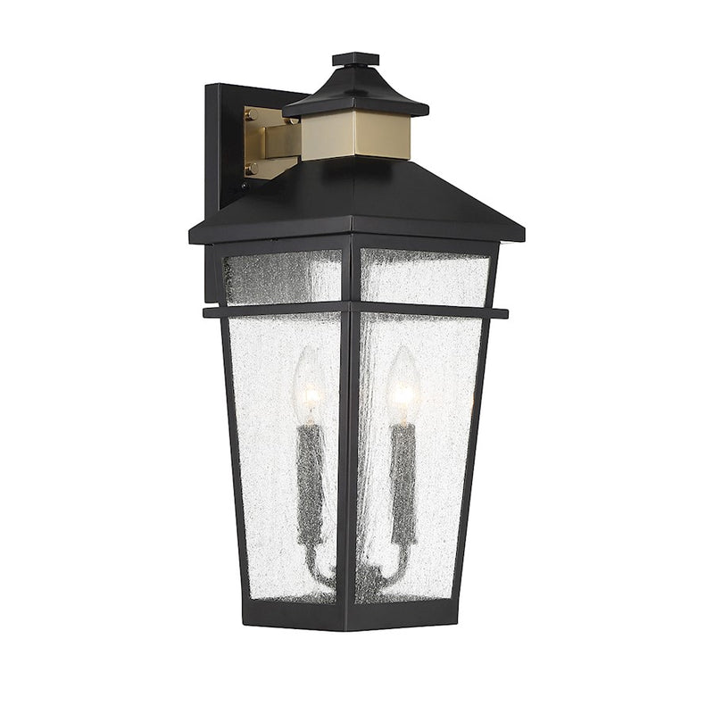 Savoy House Kingsley 2Lt Outdoor Wall Lantern, Black/Brass