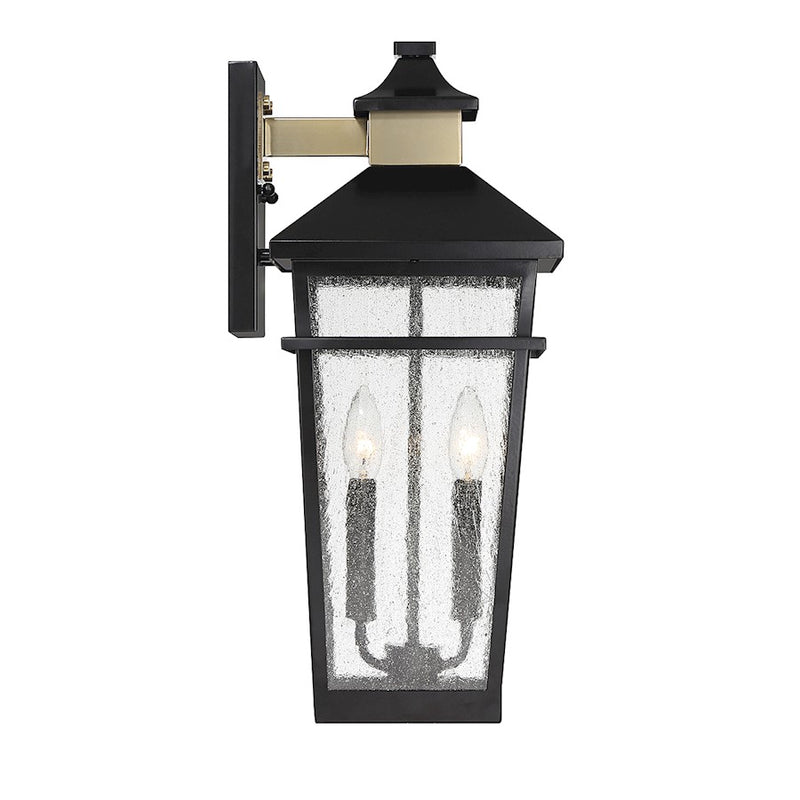 Savoy House Kingsley 2Lt Outdoor Wall Lantern, Black/Brass