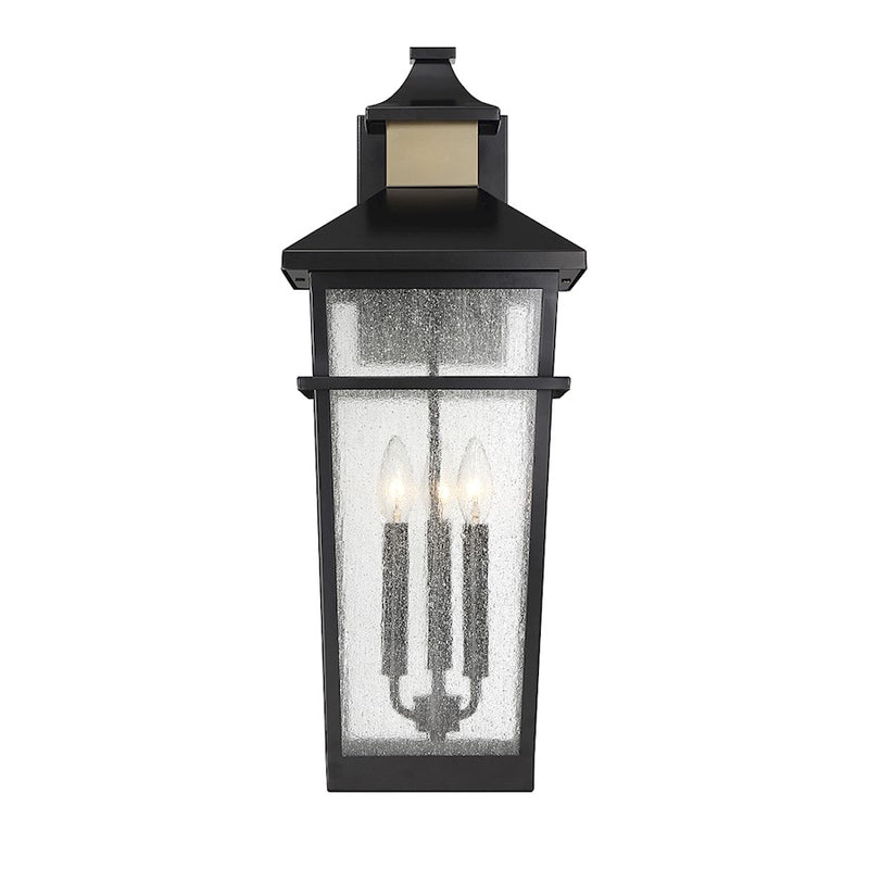 Savoy House Kingsley 3Lt Outdoor Wall Lantern, Black/Brass