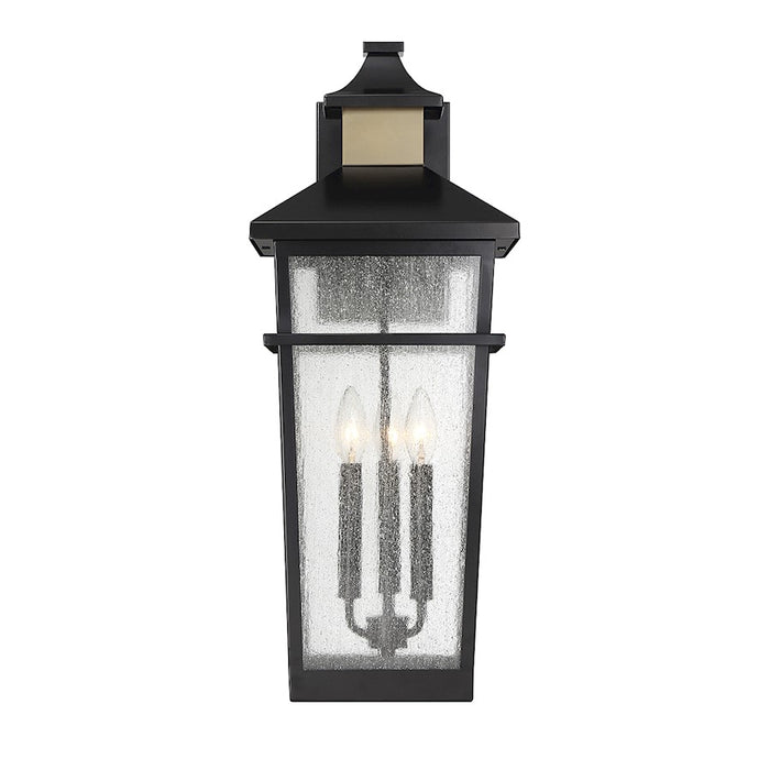 Savoy House Kingsley 3Lt Outdoor Wall Lantern, Black/Brass