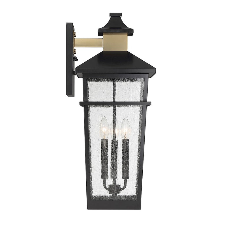 Savoy House Kingsley 3Lt Outdoor Wall Lantern, Black/Brass