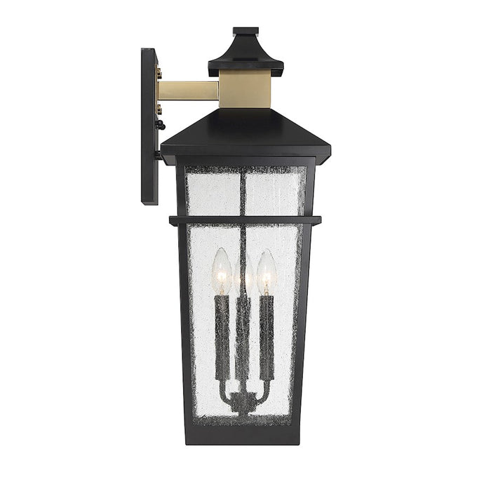 Savoy House Kingsley 3Lt Outdoor Wall Lantern, Black/Brass