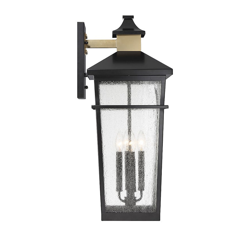 Savoy House Kingsley 4Lt Outdoor Wall Lantern, Black/Brass
