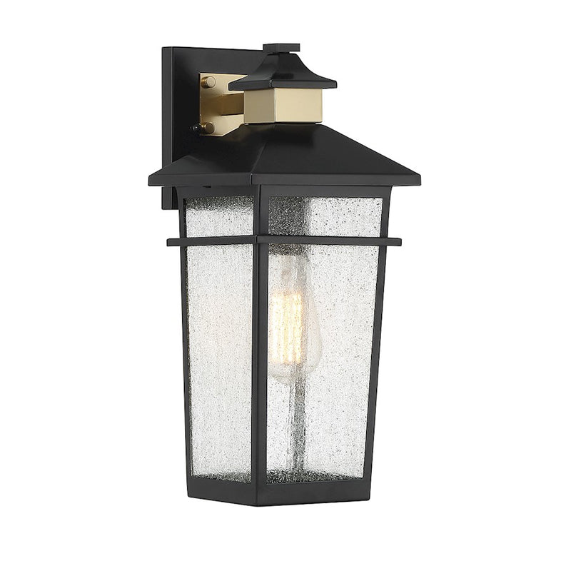 Savoy House Kingsley 1Lt Outdoor Wall Lantern, Black/Brass