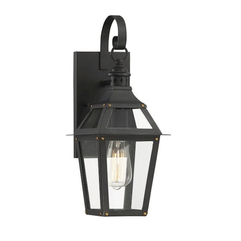 Savoy House Jackson 1 Light Outdoor Sconce, Black/Gold