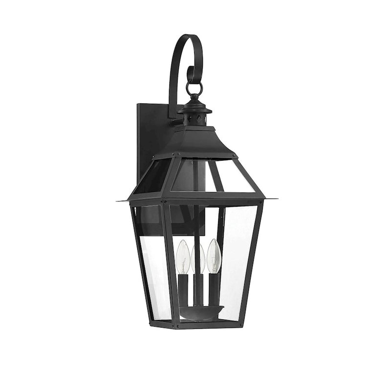 Savoy House Jackson 3 Light Outdoor Sconce, Black/Gold Highlighted