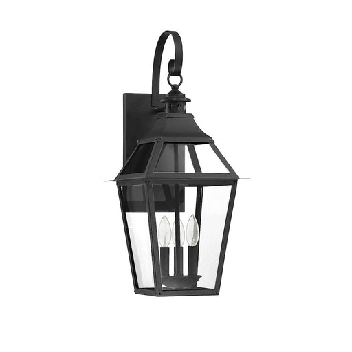 Savoy House Jackson 3 Light Outdoor Sconce, Black/Gold Highlighted