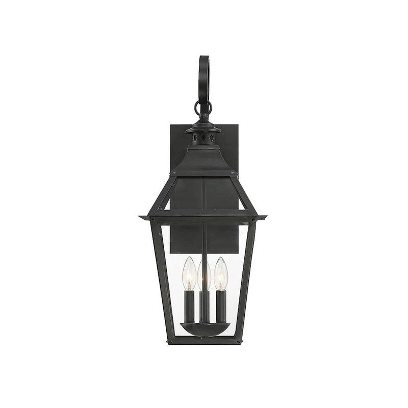Savoy House Jackson 3 Light Outdoor Sconce, Black/Gold Highlighted