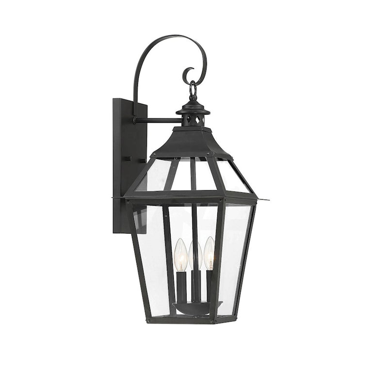 Savoy House Jackson 3 Light Outdoor Sconce, Black/Gold Highlighted