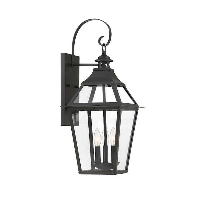 Savoy House Jackson 3 Light Outdoor Sconce, Black/Gold Highlighted