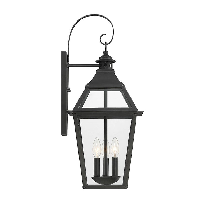 Savoy House Jackson 3 Light Outdoor Sconce, Black/Gold Highlighted