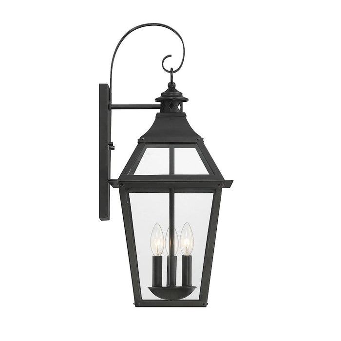 Savoy House Jackson 3 Light Outdoor Sconce, Black/Gold Highlighted