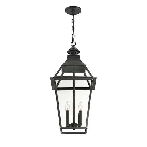 Savoy House Jackson 4 Light Outdoor Pendant, Black/Gold Highlighted