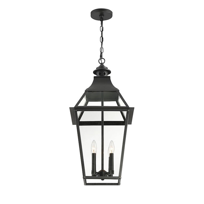 Savoy House Jackson 4 Light Outdoor Pendant, Black/Gold Highlighted