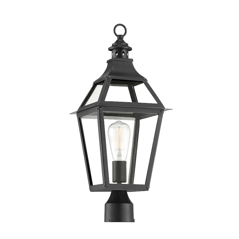 Savoy House Jackson 1 Light Outdoor Post Lantern, Black/Gold
