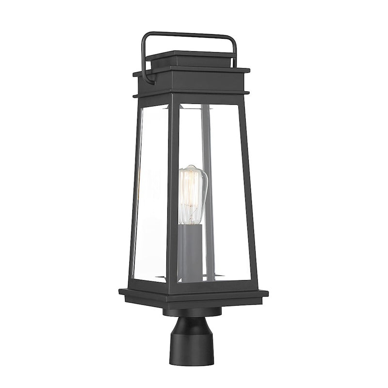 Savoy House Boone 1 Light Outdoor Post Lantern, Black/Clear Beveled