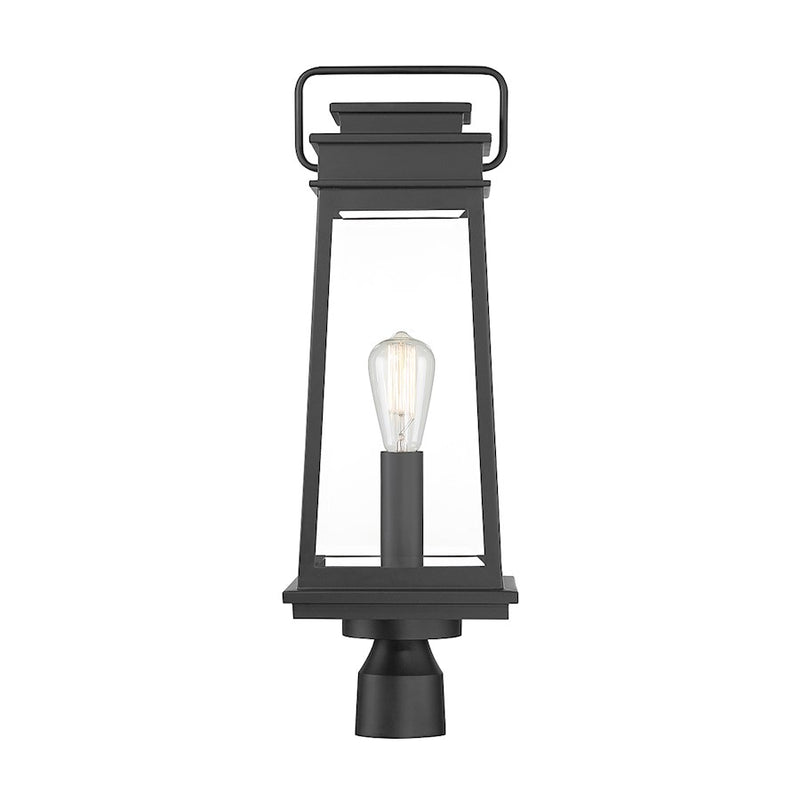 Savoy House Boone 1 Light Outdoor Post Lantern, Black/Clear Beveled