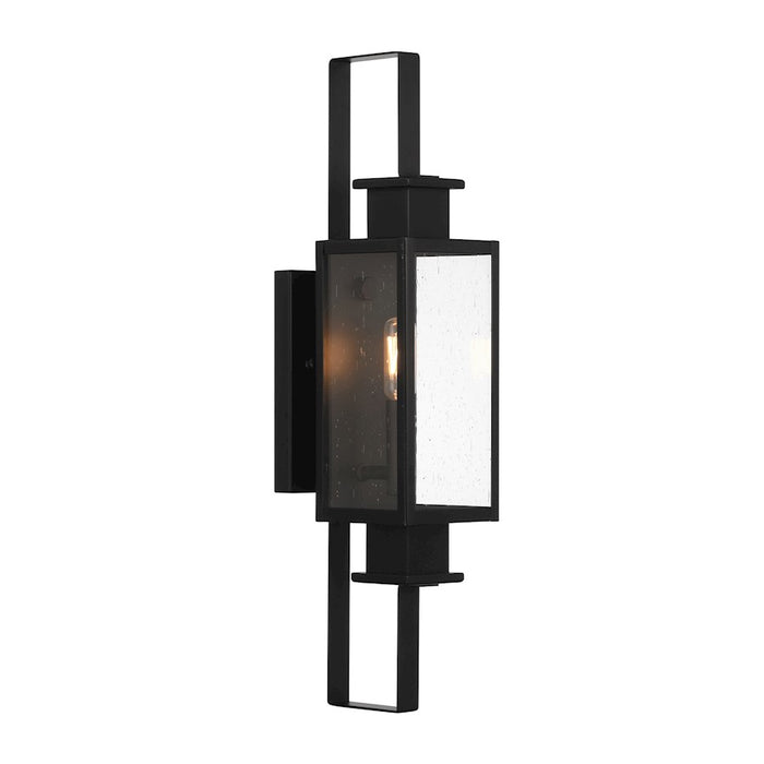 Savoy House Ascott 1 Light Outdoor Wall Lantern, Black/Clear Seeded