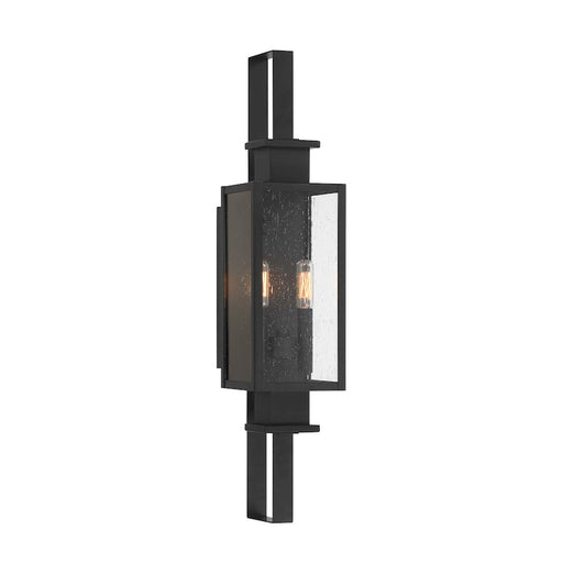 Savoy House Ascott 2 Light Outdoor Wall Lantern, Black/Clear Seeded - 5-826-BK