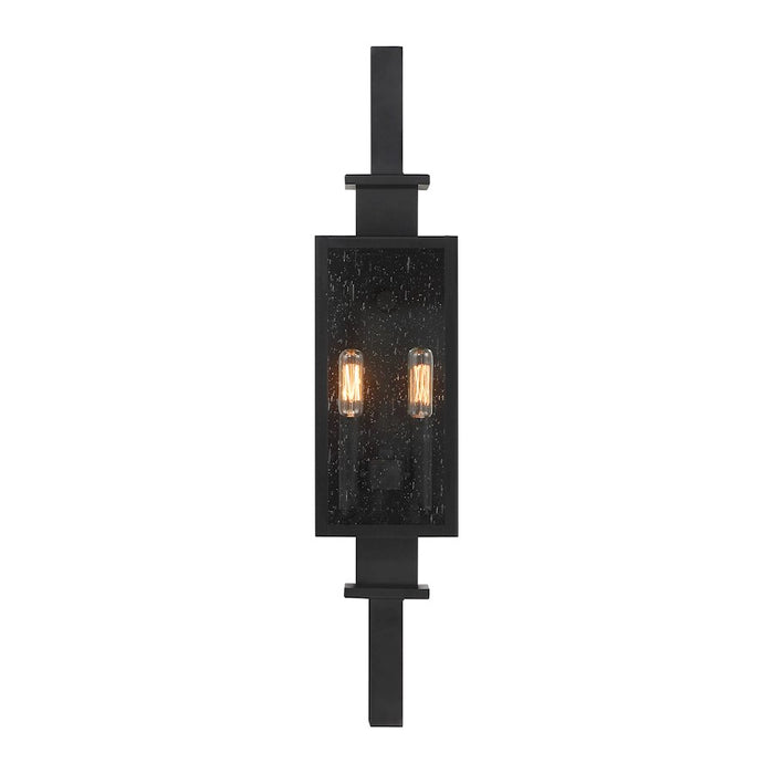 Savoy House Ascott 2 Light Outdoor Wall Lantern, Black/Clear Seeded