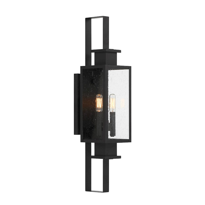 Savoy House Ascott 2 Light Outdoor Wall Lantern, Black/Clear Seeded