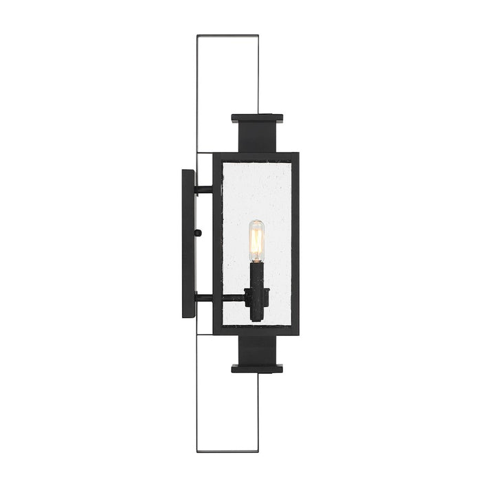 Savoy House Ascott 2 Light Outdoor Wall Lantern, Black/Clear Seeded