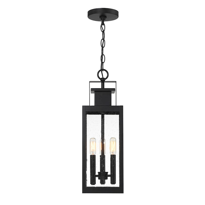 Savoy House Ascott 3Lt Outdoor Hanging Lantern, Black/Clear Seeded