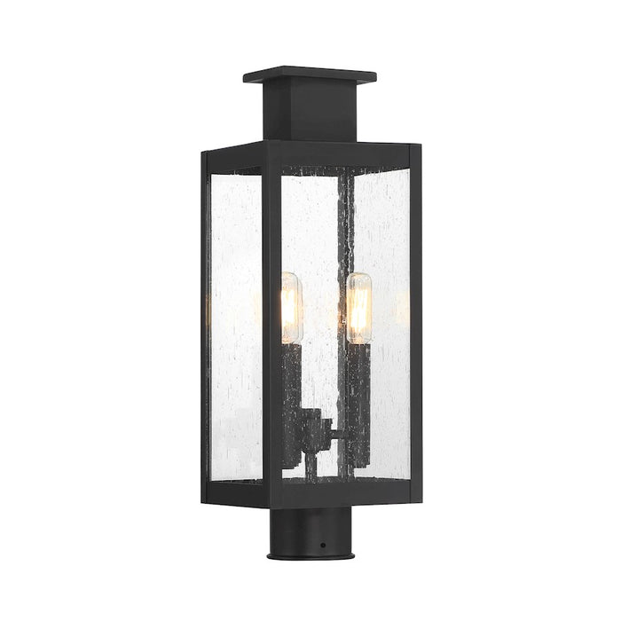 Savoy House Ascott 3 Light Outdoor Post Lantern, Black/Clear Seeded - 5-828-BK