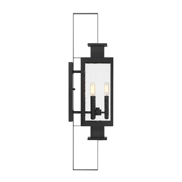 Savoy House Ascott 3 Light Outdoor Wall Lantern, Black/Clear Seeded