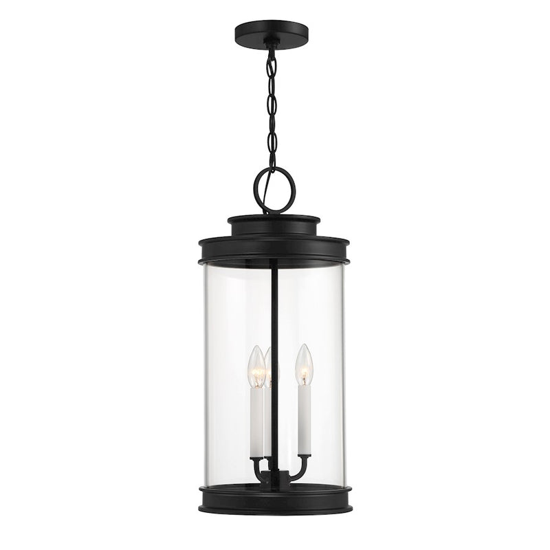 Savoy House Englewood 3 Light Outdoor Hanging Lantern, Black/Clear