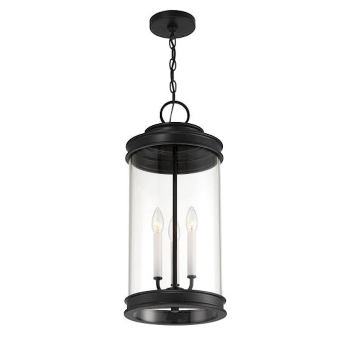 Savoy House Englewood 3 Light Outdoor Hanging Lantern, Black/Clear