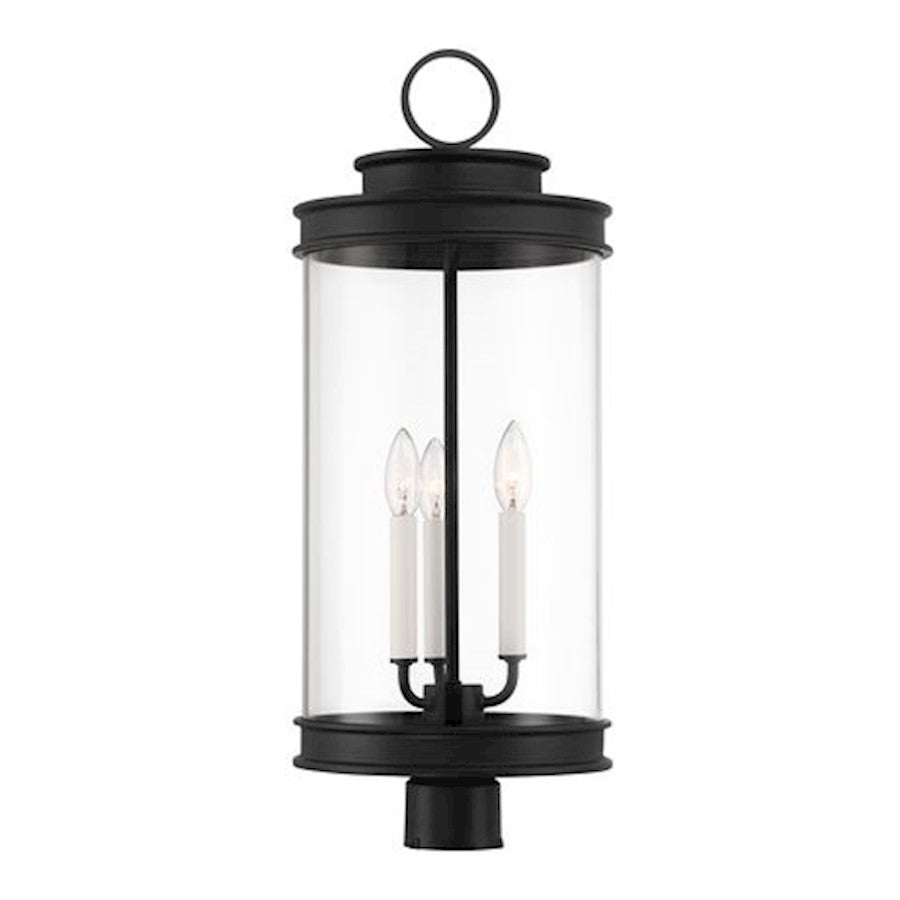 Savoy House Englewood 3 Light Outdoor Post Lantern, Black/Clear - 5-902-BK