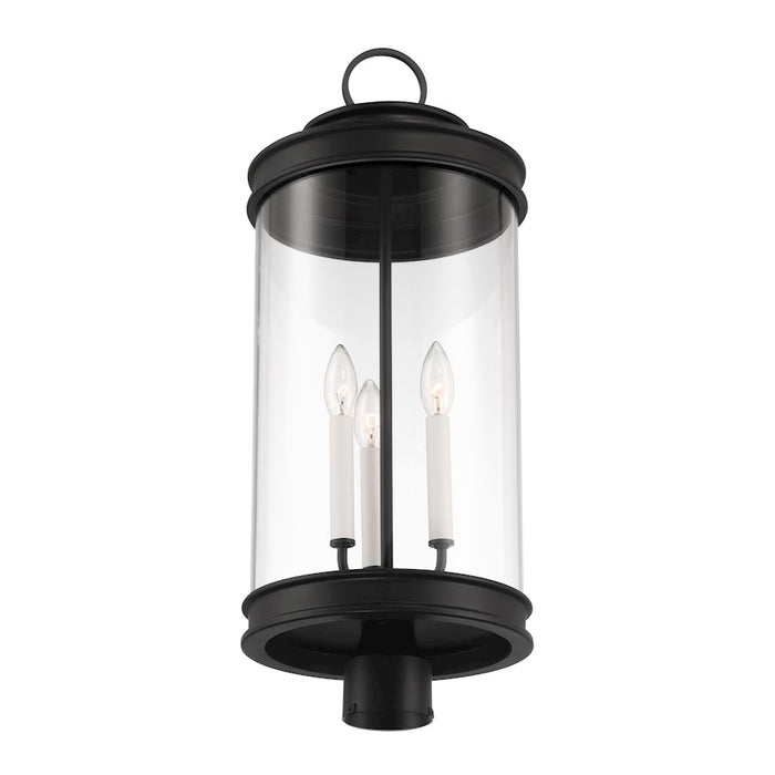 Savoy House Englewood 3 Light Outdoor Post Lantern, Black/Clear