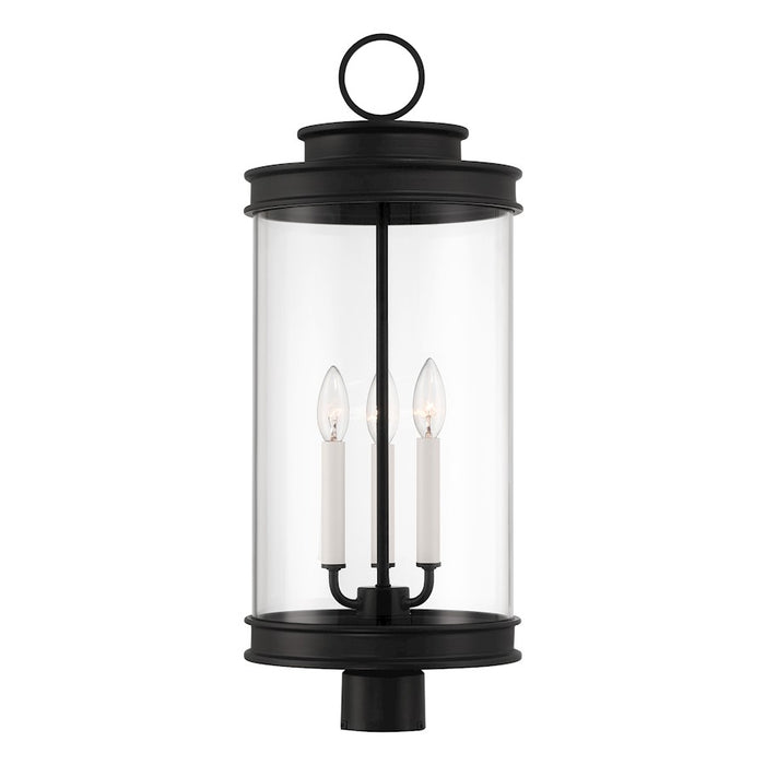 Savoy House Englewood 3 Light Outdoor Post Lantern, Black/Clear