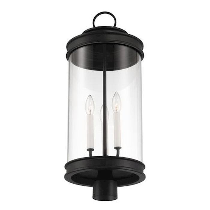 Savoy House Englewood 3 Light Outdoor Post Lantern, Black/Clear