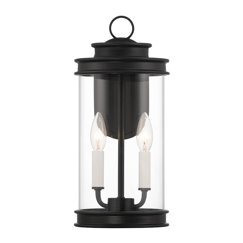 Savoy House Englewood 2 Light Outdoor Wall Lantern, Black/Clear