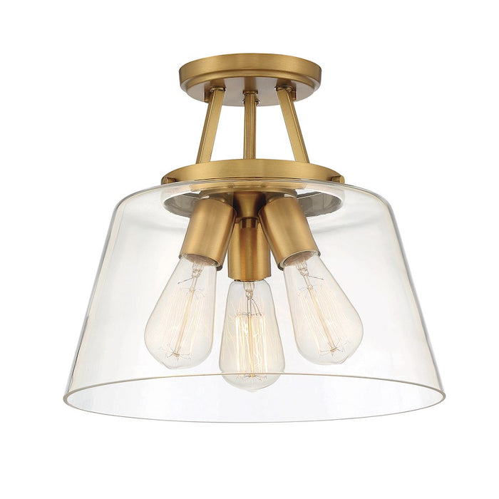 Savoy House Calhoun 3-Light Ceiling Light, Warm Brass