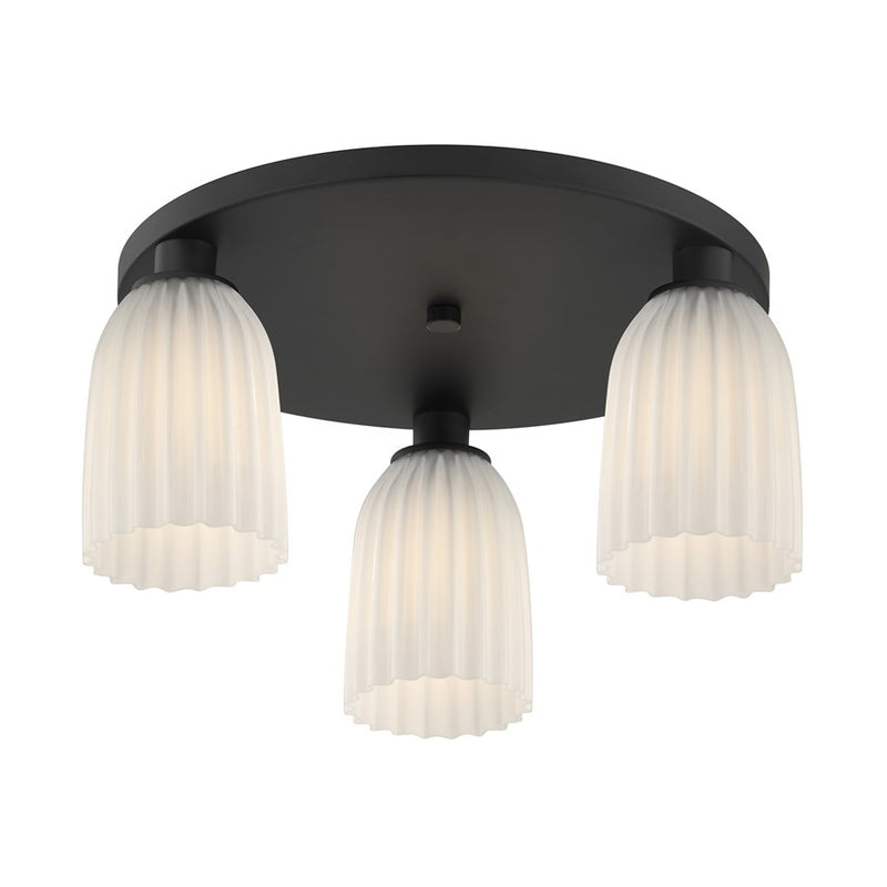 Savoy House Essentials Baldwin 3Lt Flush Mount, Black/White