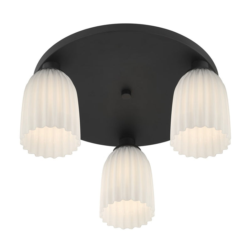 Savoy House Essentials Baldwin 3Lt Flush Mount, Black/White