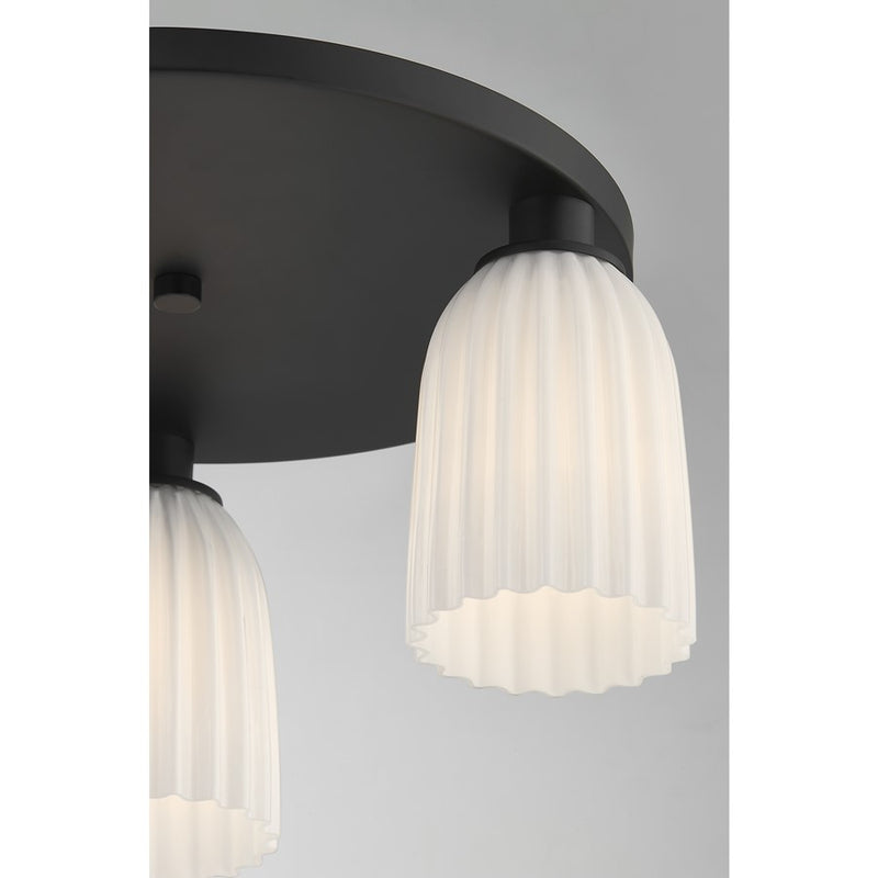 Savoy House Essentials Baldwin 3Lt Flush Mount, Black/White