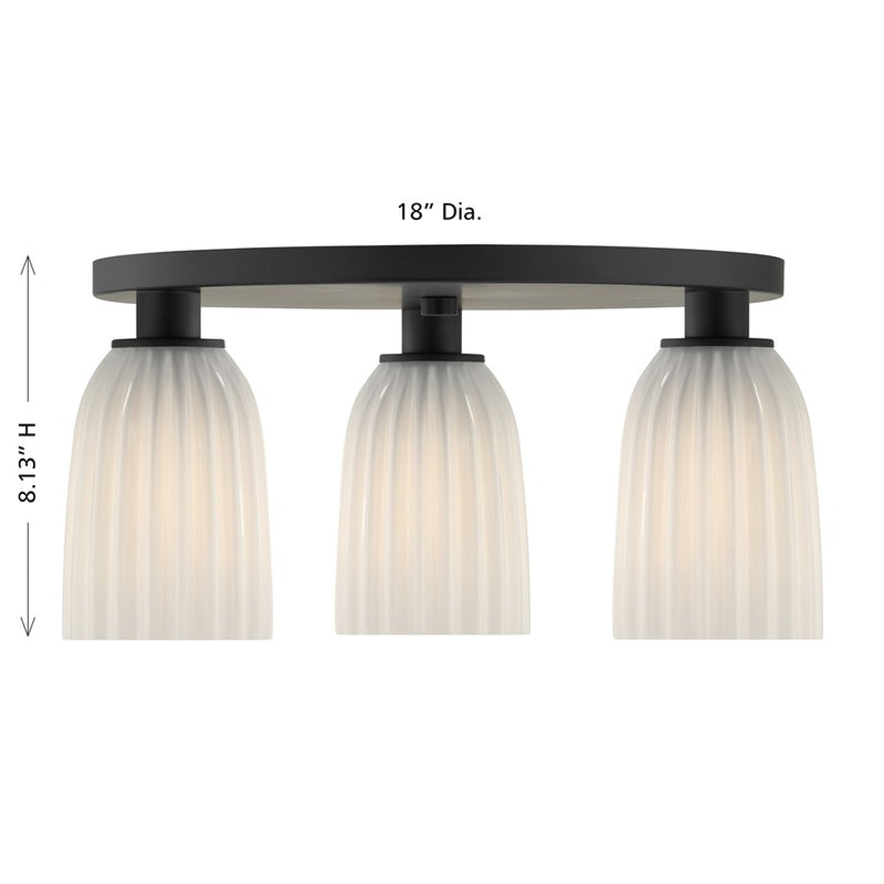 Savoy House Essentials Baldwin 3Lt Flush Mount, Black/White