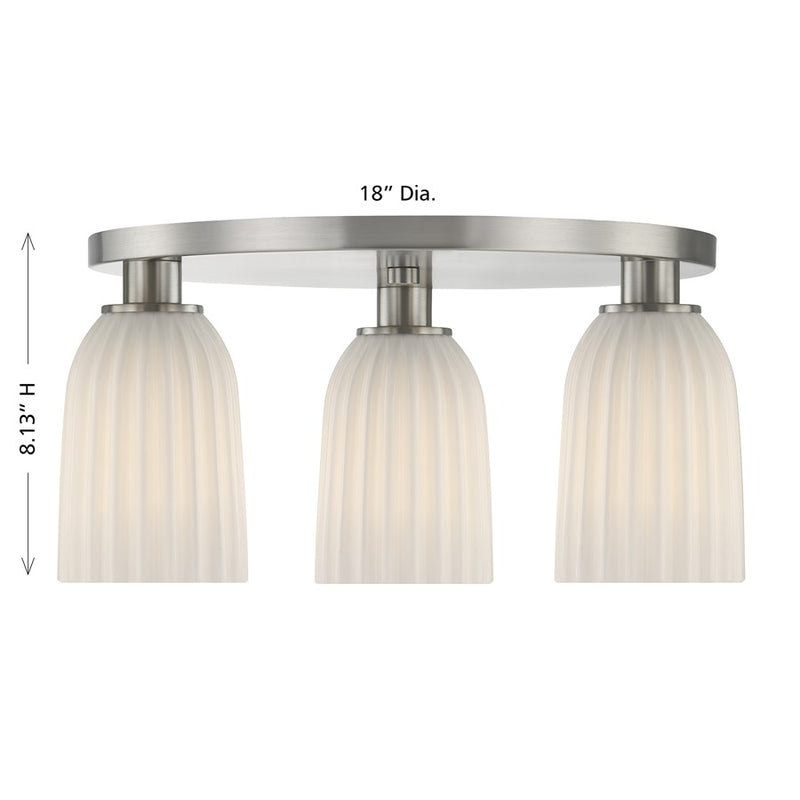 Savoy House Essentials Baldwin 3Lt Flush Mount, Satin Nickel