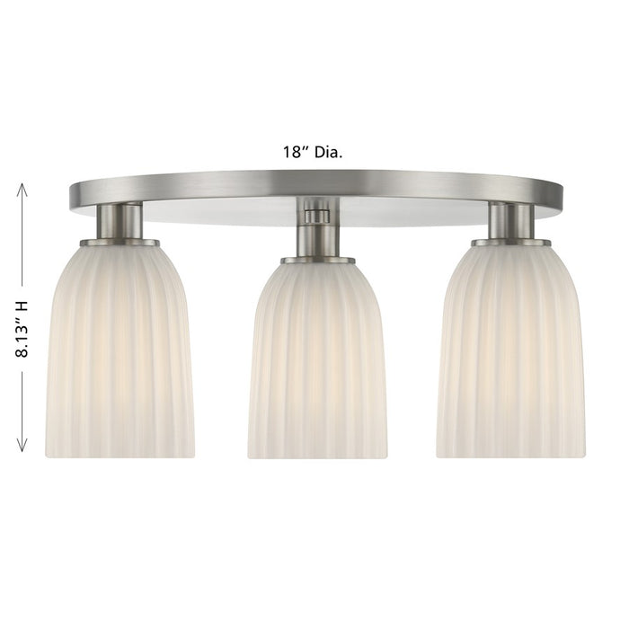 Savoy House Essentials Baldwin 3Lt Flush Mount, Satin Nickel