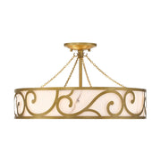 Savoy House Halstead 20.25in 6-Light Semi-Flush Mount | Art Deco Antique Patina Metal and Faux Alabaster | Entryway & Foyer | 20.25 | Model 6-1268-6-339