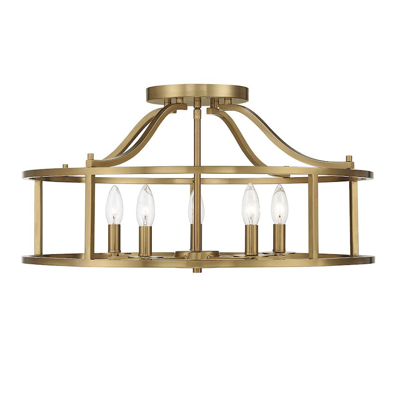 Savoy House Stockton 5-Light Ceiling Light, Warm Brass