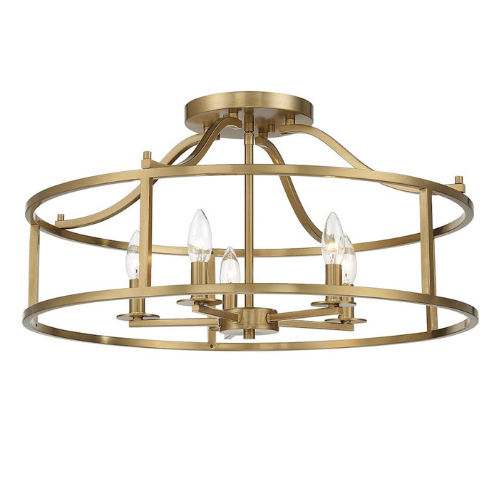 Savoy House Stockton 5-Light Ceiling Light, Warm Brass