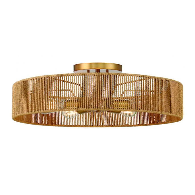 Savoy House Ashe 5-Light Ceiling Light, Warm Brass/Rope
