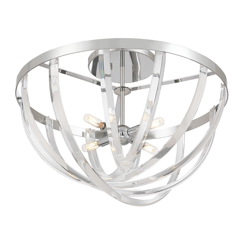 Savoy House Jennings 24in 4-Light Semi-Flush Mount | Modern & Glam Polished Chrome and Acrylic | Foyer & Bedroom Ceiling Light | 24 | Model 6-1777-4-11