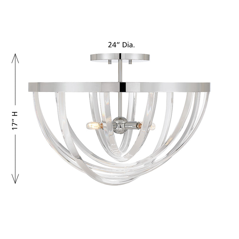 Savoy House Jennings 24in 4-Light Semi-Flush Mount | Modern & Glam Polished Chrome and Acrylic | Foyer & Bedroom Ceiling Light | 24 | Model 6-1777-4-11